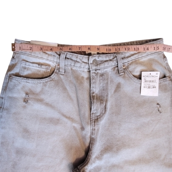 BP Nordstrom Distressed High Waist Mom Jeans Light Grey Wash Size 31 NWT - Picture 12 of 16